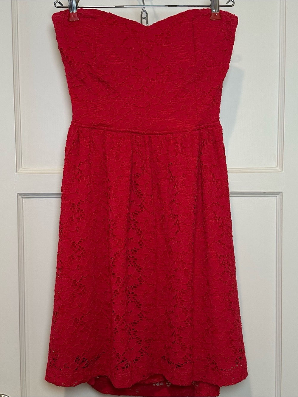 Windsor Strapless Red Lace Floral Mini Dress - Size Small